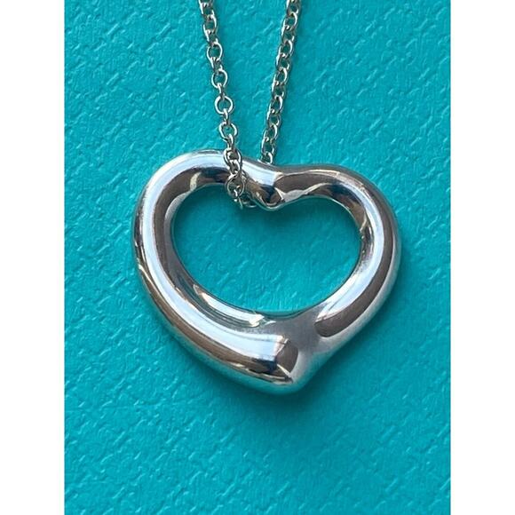 Tiffany & Co. Elsa Peretti Small Open Heart Necklace โ Sterling Silver โ 16" - Picture 1 of 7